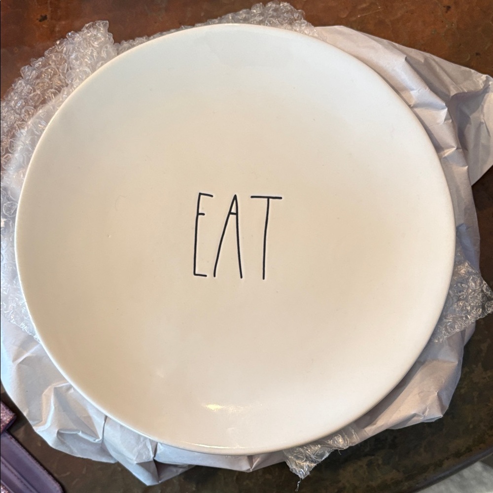 Rae Dunn Cream Artisan Plate  “EAT” 4 available
